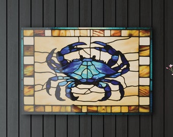 Blue Crab Acrylic Wall Art: Stained Glass Style Chesapeake Bay Print