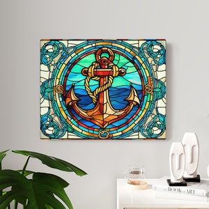 Schiffe Anker Stained Glass Style Acryl Wand Kunst Panels