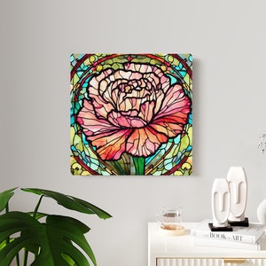 Carnation Flower Stained Glass Style Floral Acrylic Wall Art Birth Month Flower January Home Decor