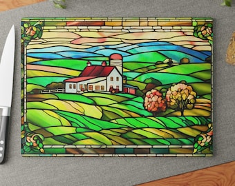 Stained Glass Style Cutting Board: Lancaster Pennsylvania Farmhouse Kitchen Decor