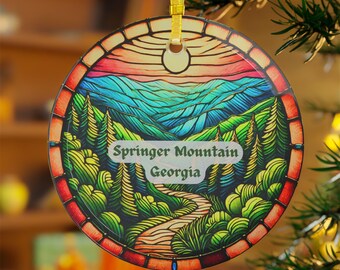 Springer Mountain Georgia Stained Glass Ornament: Appalachian Trail Sun Catcher