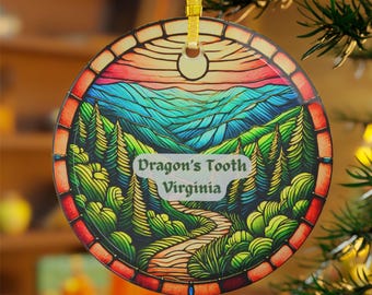 Dragon Tooth Virginia Stained Glass Ornament: Appalachian Trail Sun Catcher