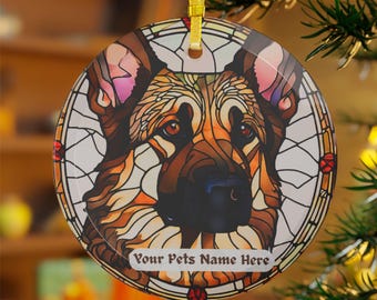 Stained Glass German Shepherd Ornament: Personalized Pet Christmas Decor
