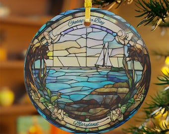 Chesapeake Bay Glass Ornament: Stained Glass Style Window Decoration