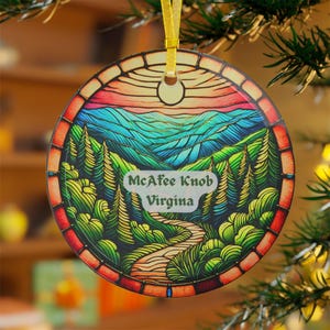 McAfee-knop gebrandschilderd glasornament, Appalachian Trail-raam hangt, Tennessee Sun Catcher, glaskunstcadeau