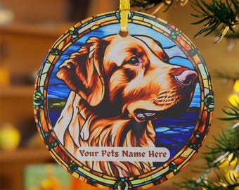 Personalized Chesapeake Bay Retriever Stained Glass Ornament: Dog Lover Gift