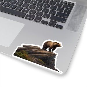 Grizzly Bear Kiss Cut Vinyl Sticker, Durable Outdoor-Themed Decal, Ideal for Decorating Journals and Cars, Great Gift for Animal Lovers