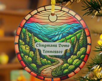 Clingmans Dome Stained Glass Ornament: Appalachian Trail Sun Catcher