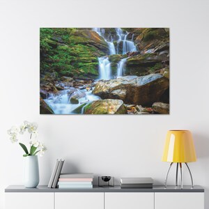 Canvas Print Wall Art, Babbling Forest Waterfall, Nature Photography Prints