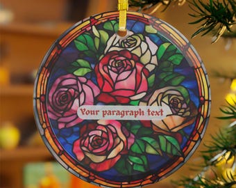 Personalized Rose Ornament: Stained Glass Style Window Suncatcher