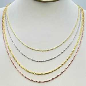 18K Gold Plated Solid Sterling Silver Water Wave Chain, Gold or Rose, Dainty, 925 Silver Chain, Gift for Her, Gift for mom B800