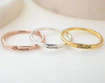 Custom Name Ring, Stackable Stainless Steel Ring, Personalized Gift