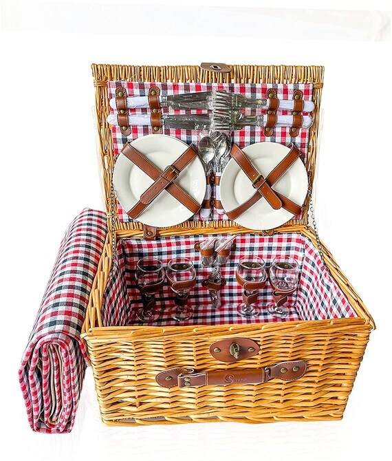 2 person picnic basket with blanket