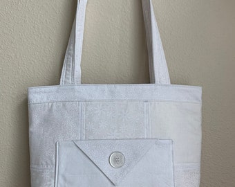 Borsa a mano patchwork bianca