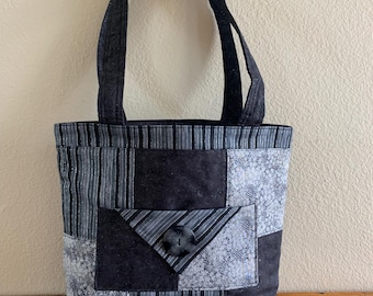 Sac à main patchwork noir et gris
