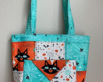 Halloween Cat Patchwork Handbag