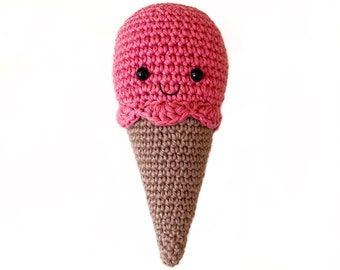 Patrón de crochet en PDF para el lindo cono de helado "Eddi" - también como sonajero *alemán*