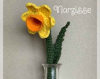 Instrucciones de crochet en PDF para narciso - decoración de primavera en crochet Narciso de Pascua *alemán*