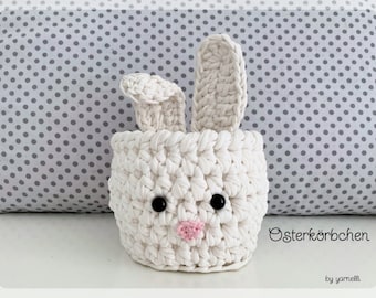 Patrón de crochet en PDF para una linda canasta de Pascua - Decoración de conejito de Pascua *Alemán*
