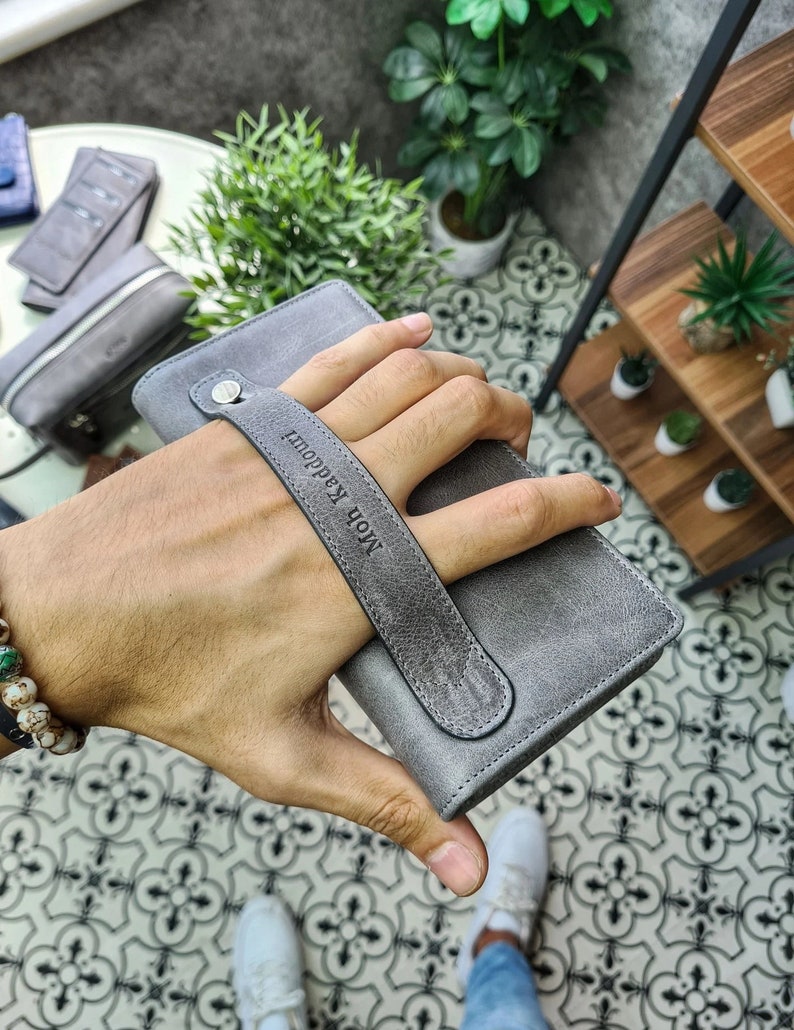 Personalized Wallet Phone Holder, Genuine Leather Long Wallet , Clutch Bag Brown Christmas Gift