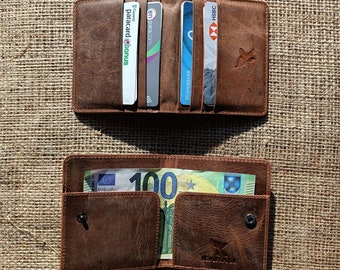 Cartera de cuero delgada personalizada Titular de la tarjeta de visita Cartera de bolsillo frontal Cartera minimalista Cartera Cottagecore Hombres Titular de la tarjeta de crédito
