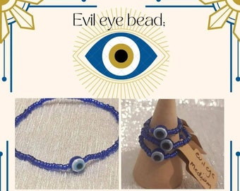 Evil eye bead bracelet and ring gift set