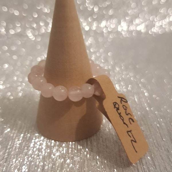 Bague petite perle de quartz rose en S/M/L fait à la main livraison gratuite au Royaume-Uni