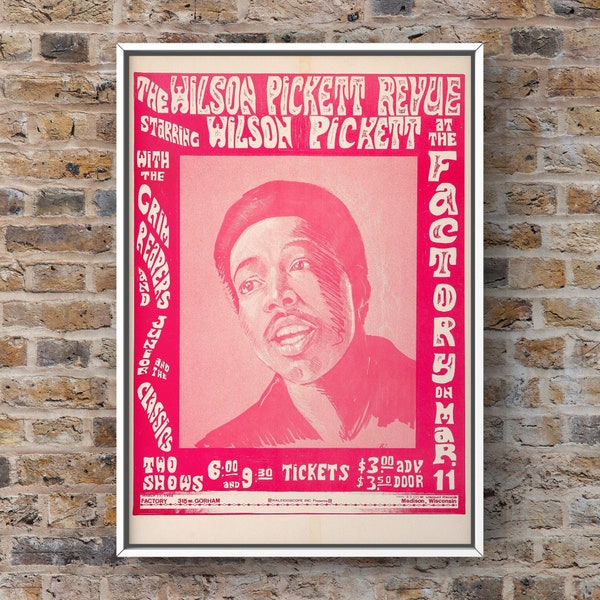 Wilson Pickett Northern Soul Motown - Gig Poster 6 x 8 Inches or 8 x 12 Inches / Music Graphic Print. - Perfect Present / Gift