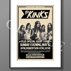 The Kinks 1960’s concert poster print - Gig Poster 6 x 8 Inches or 8 x 12 Inches in Size / Music Graphic Print. - Perfect Present / Gift.