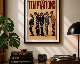 The Temptations Vintage Soul Poster | 1960s Motown Wall Art | Classic R&B Music Print | Northern Soul Decor | Retro Music Gift