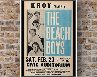 The Beach Boys 1960 - Gig Poster 6 x 8 Inches or 8 x 12 Inches / Music Graphic Print. - Perfect Present / Gift