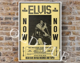 Poster musicale/concerto di Elvis Presley a Milwaukee. Stampa artistica 15 x 20 cm o 20 x 30 cm / Stampa grafica.
