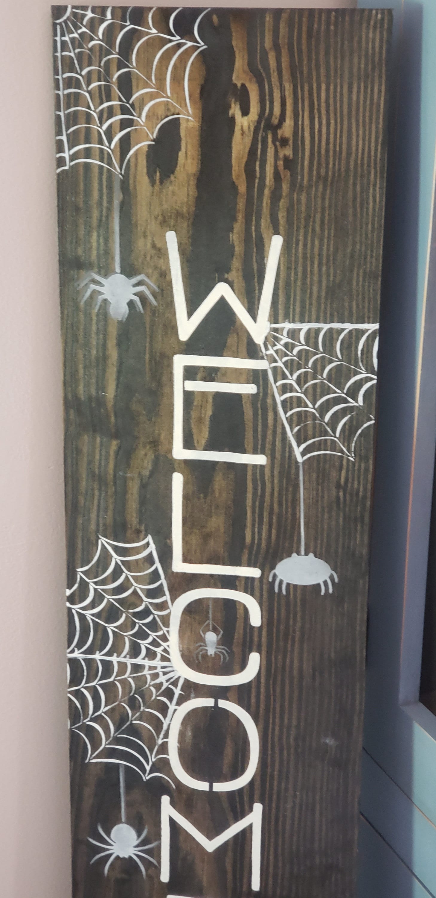 Welcome to Our Web Seasonal Halloween Wood Door Sign Vertical Porch ...