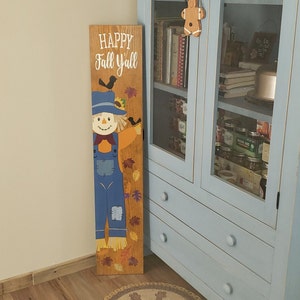 &quot;Happy Herbst Saisonales &quot;&quot;Vogelscheuche Willkommen&quot;&quot; Holz Türschild Vertikale Veranda Leaner.&quot;