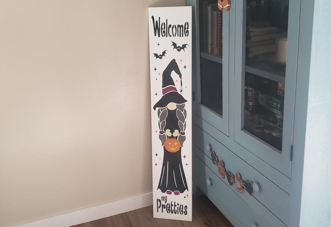 Hello Fall Halloween Gnome Welcome Wood Door Sign Porch Leaner - Etsy