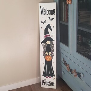 Hello Fall Halloween Gnome Welcome Wood Door Sign Porch Leaner