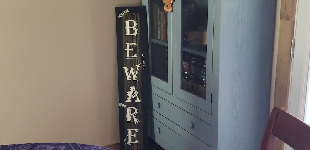 Beware Seasonal Halloween Welcome Wood Door Sign Vertical Porch Leaner ...