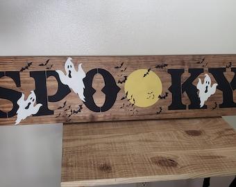 Spookachtige seizoensgebonden Halloween welkom houten bord veranda decoratie