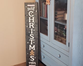 Sweet Christmas Seasonal Christmas Welcome Wood Door Sign Vertical Porch Leaner
