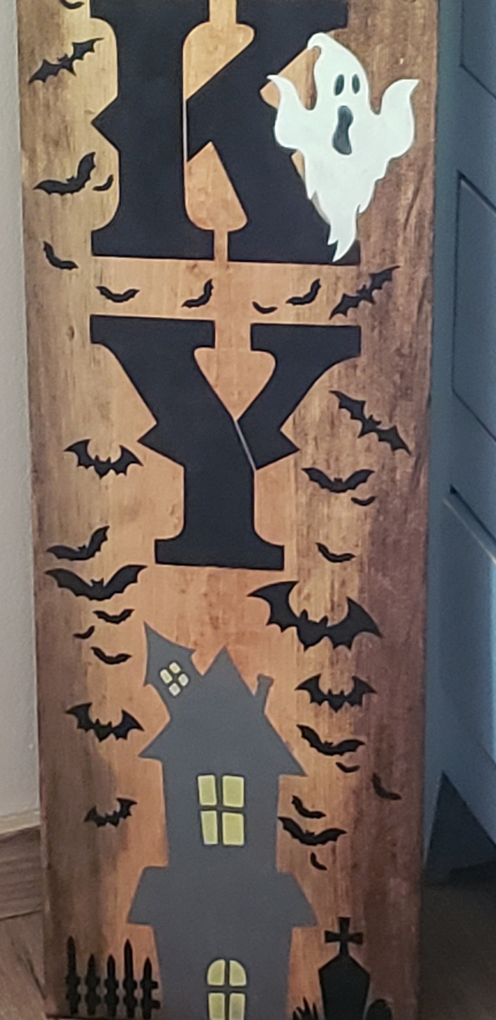 Spooky Seasonal Halloween Wood Door Sign Vertical Porch Leaner - Etsy