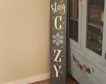 Welcome Winter Christmas Holiday Vertical Wood Door Sign Porch Leaner Sitter