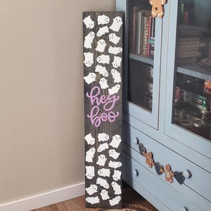 Welcome Halloween Ghost Boo Vertical Wood Door Sign Porch Leaner Sitter