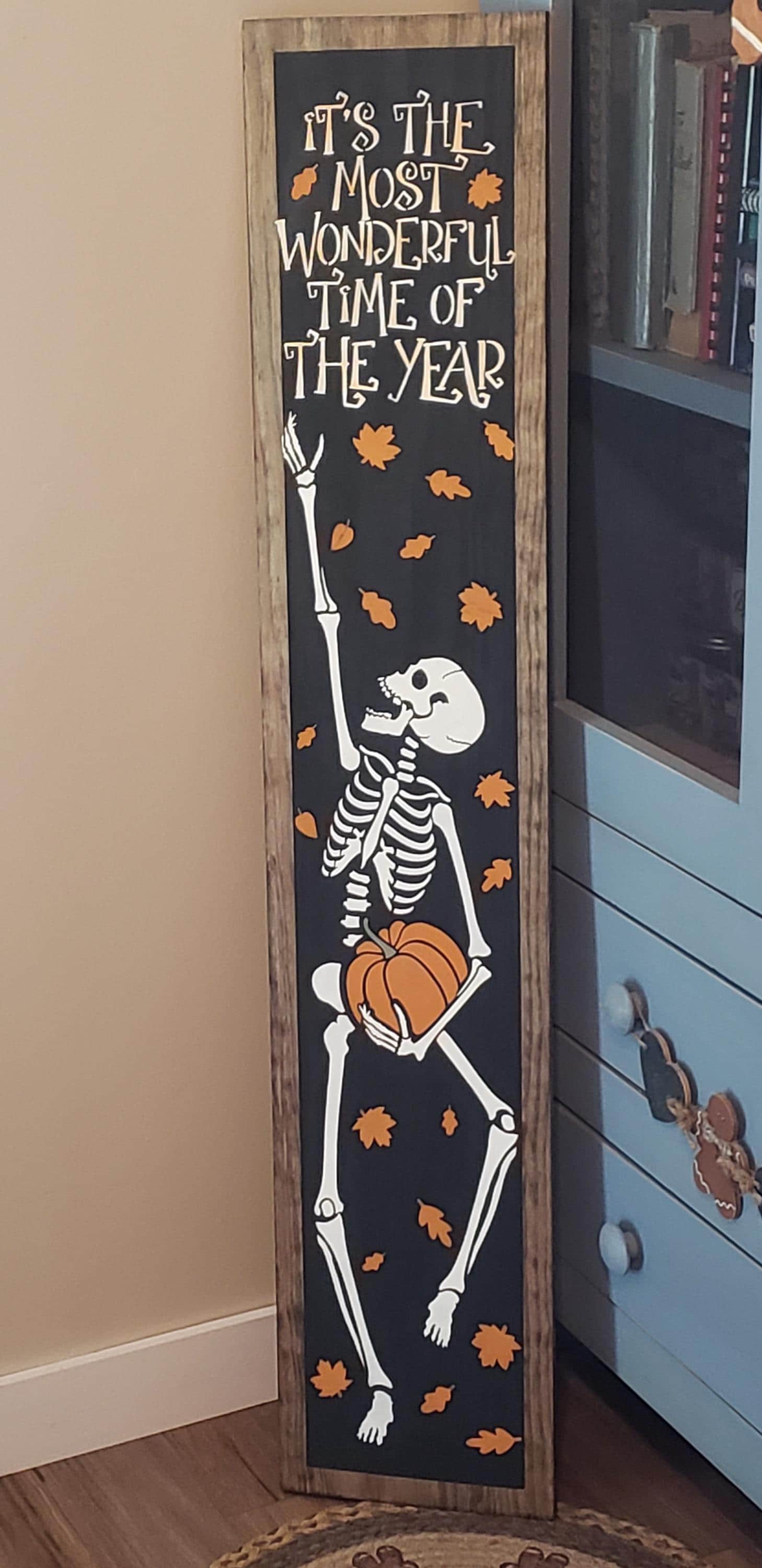 Hello Fall Halloween Vertical Wood Door Sign Porch Leaner - Etsy