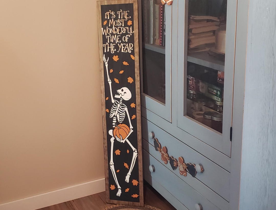 Hello Fall Halloween Vertical Wood Door Sign Porch Leaner - Etsy