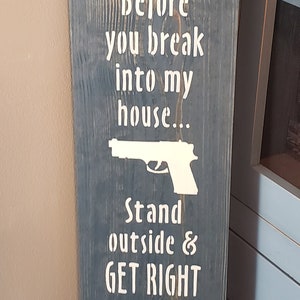 2nd Amendment Get Right With Jesus Welcome Porch Leaner Vertical Board Sign