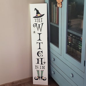 The Witch Is In Welcome Seasonal Halloween Welcome Wood Door Sign Vertical Porch Leaner