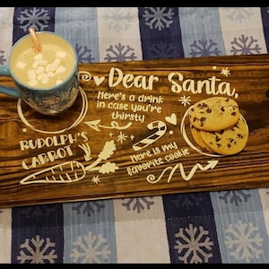 Santa Cookie Wood Handled Tray
