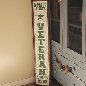 Welcome Military Patriotic Vertical Wood Door Sign Porch Leaner Sitter