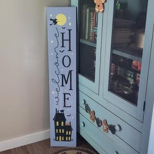Welcome Halloween Fall Vertical Wood Door Sign Porch Leaner Sitter