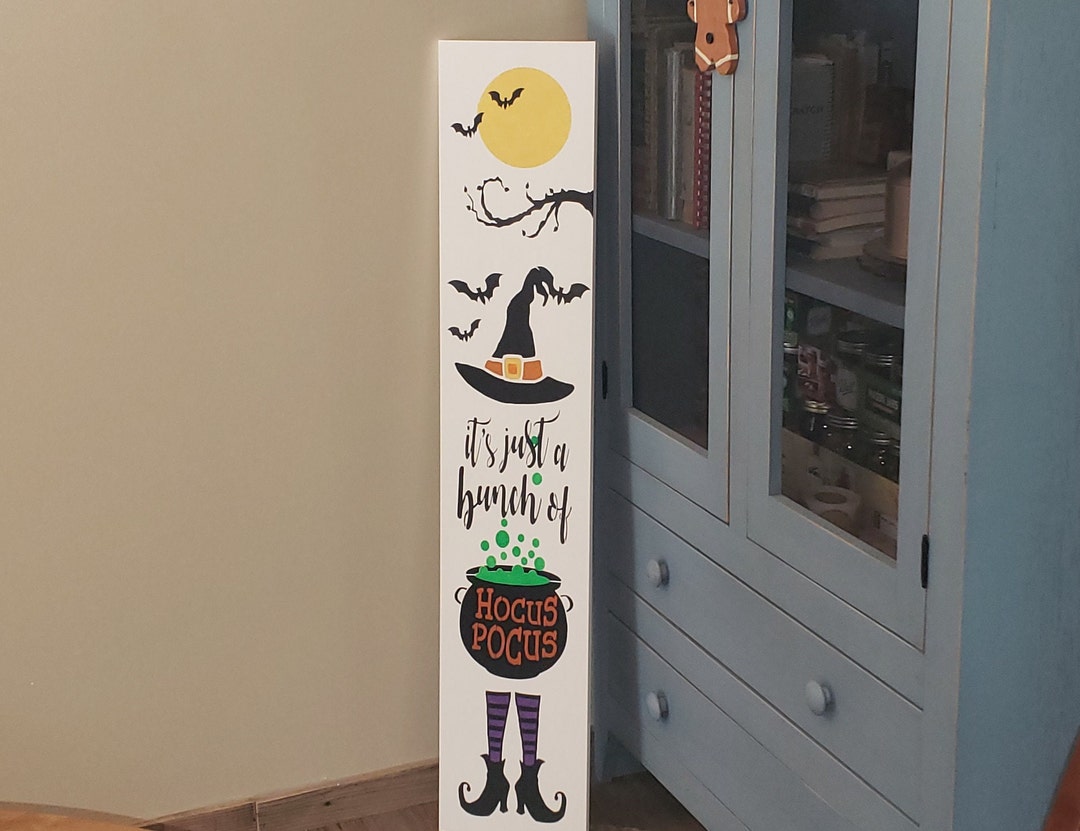 Hocus Pocus Seasonal Halloween Welcome Wood Door Sign Vertical Porch ...